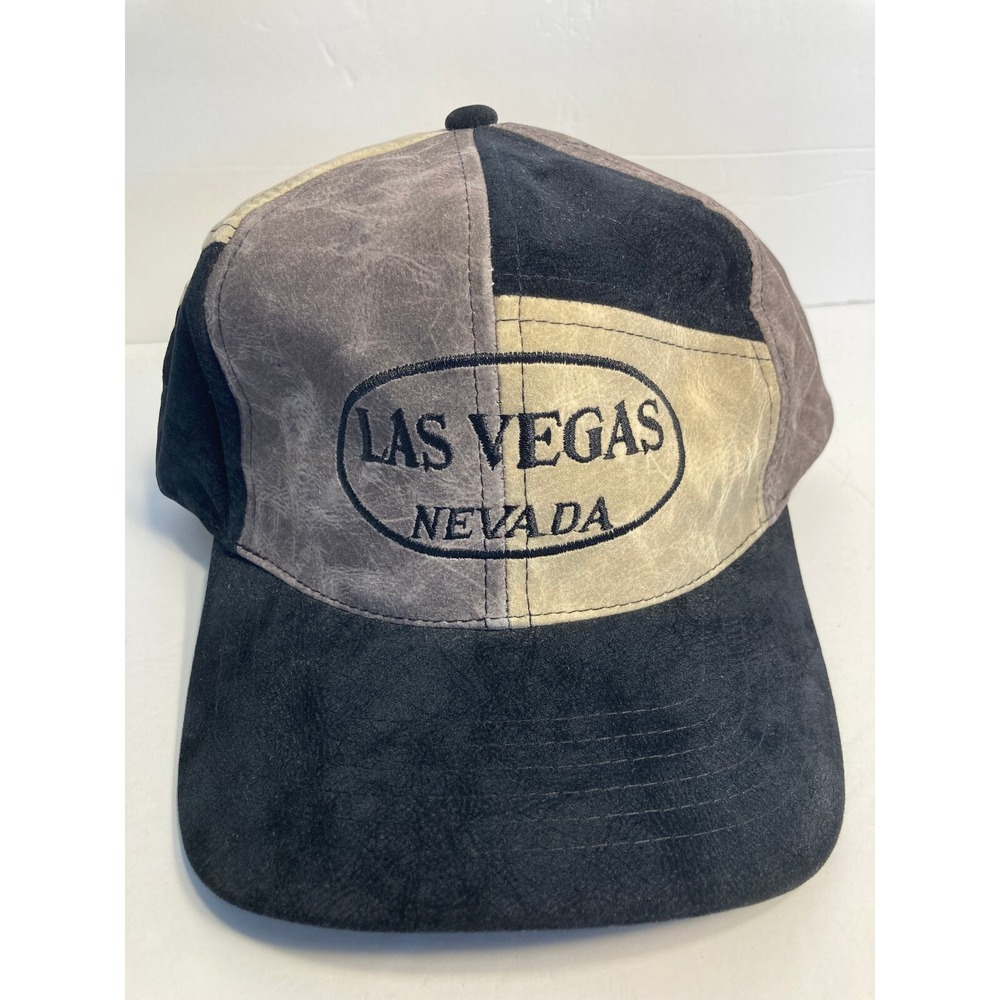 Las Vegas Nevada Cap Hat Beige Black Faux Suede Adjustable Snapback Vacation